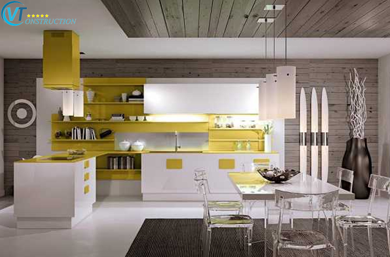 Màu vàng làm điểm nhấn trọng tâm của không gian nội thất