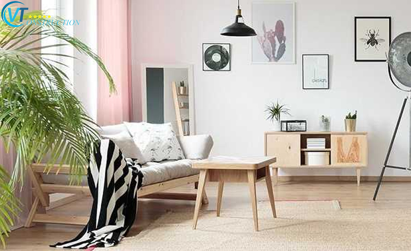 Không gian nội thất đơn giản có pha lẫn cây xanh tự nhiên