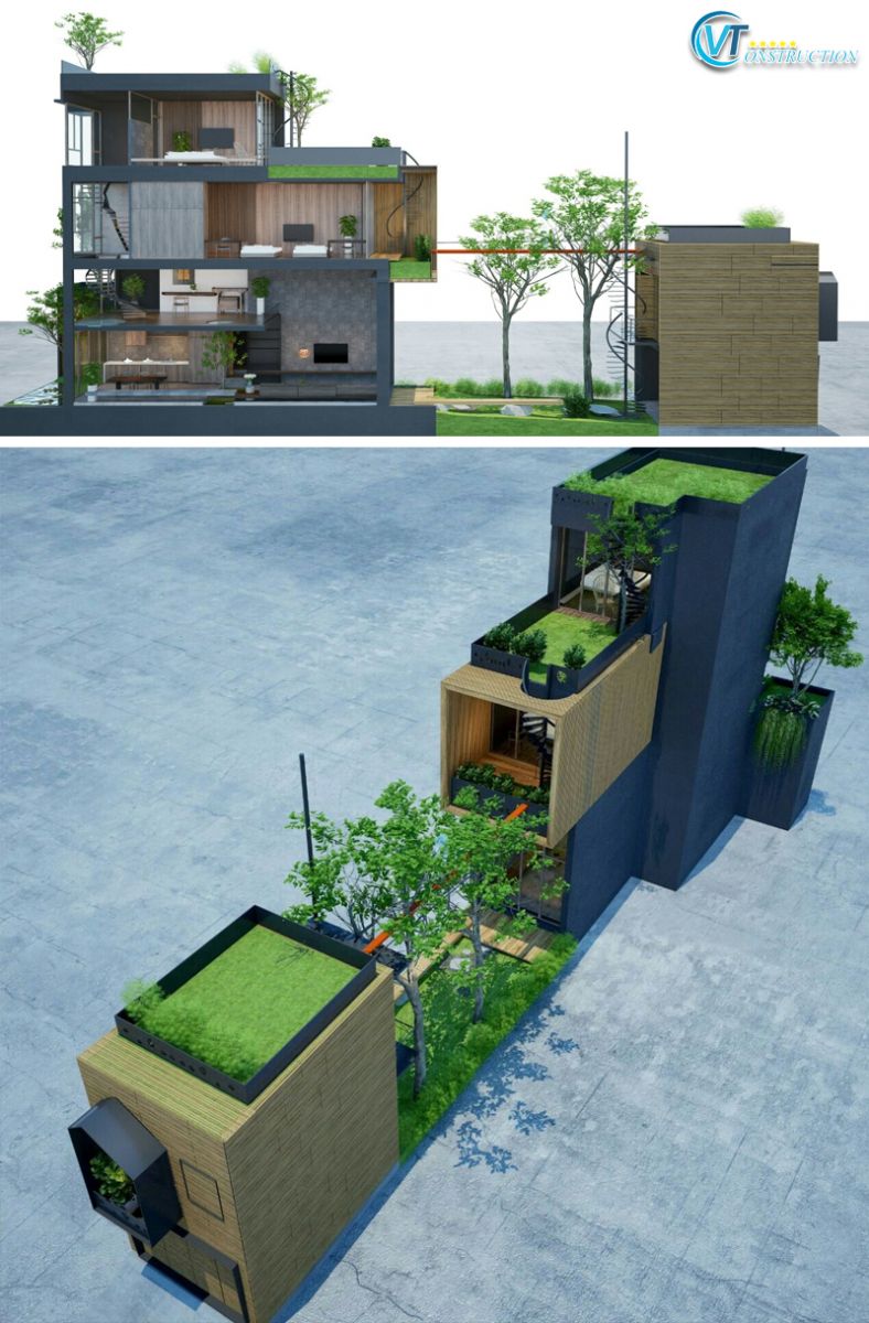 Phong cách thiết kế kiến trúc nhà phố không gian xanh
